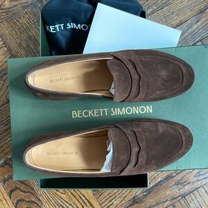 Brown suede loafers (Beckett Simonon Siena)